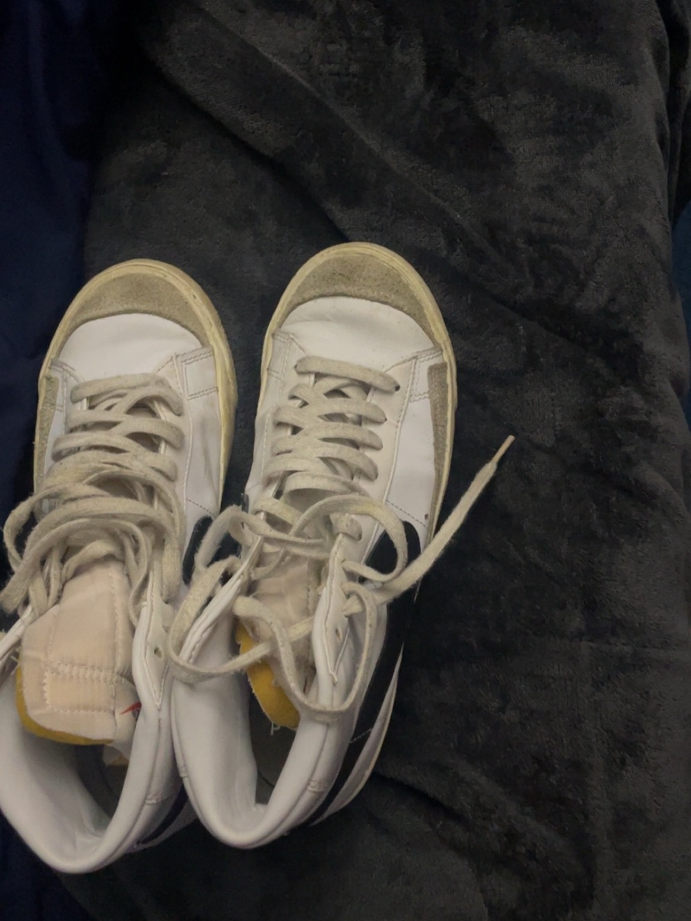 Nike White and Beige High-Top Sneakers